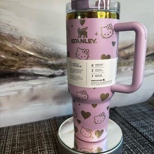 Stanley Pink Hello Kitty Tumbler with Gold Accents